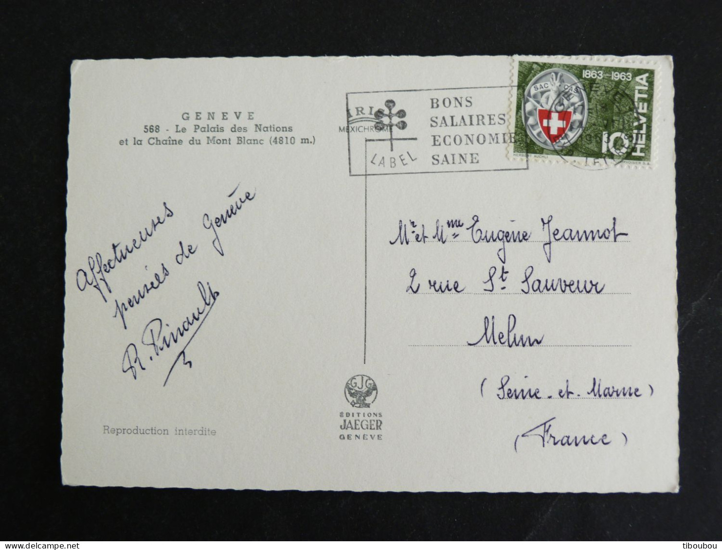 SUISSE SCHWEIZ SWITZERLAND HELVETIA AVEC YT 706 CLUB ALPIN - GENEVE PALAIS DES NATIONS CHAINE DU MONT BLANC - Covers & Documents