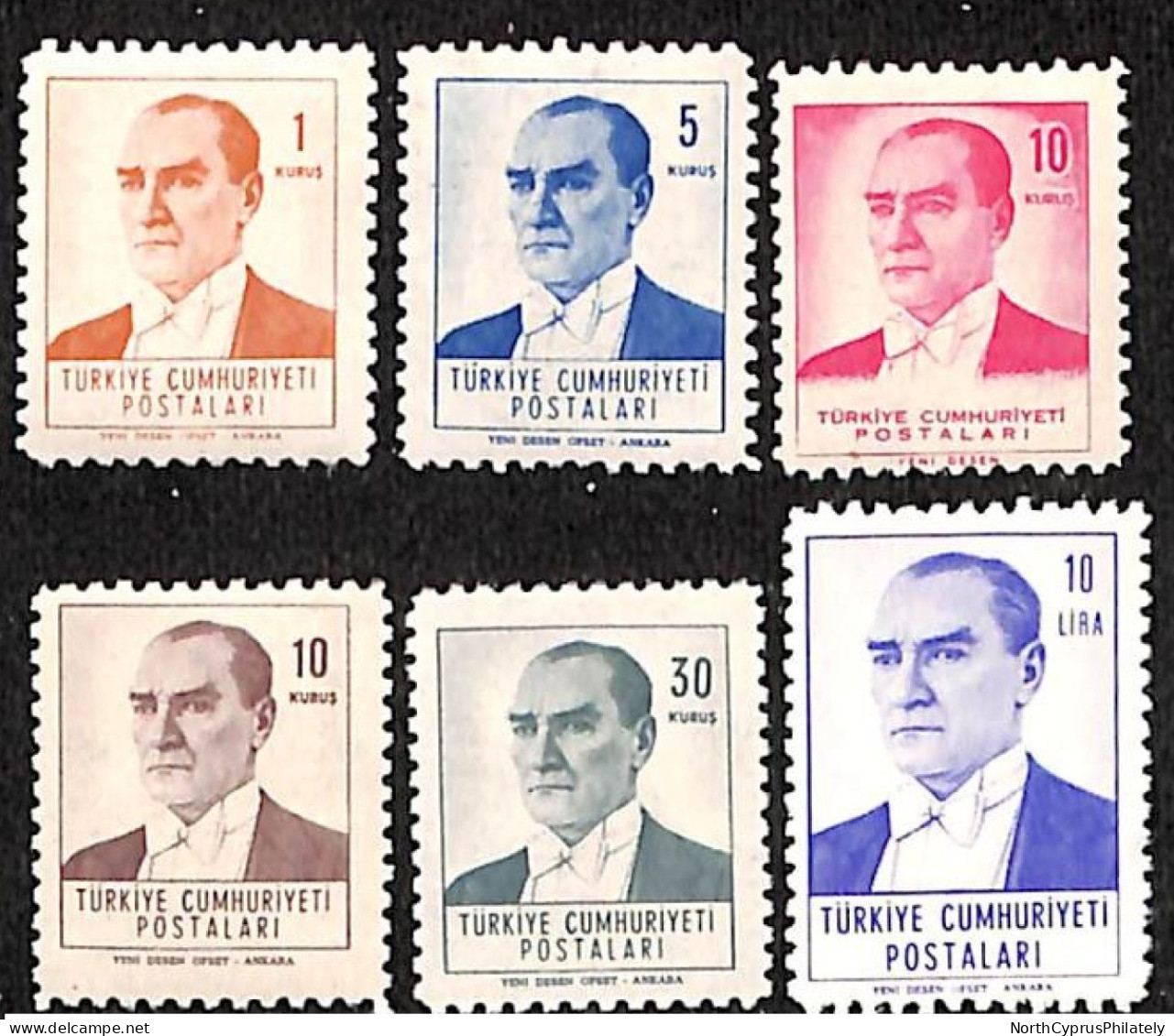 1961 TURKEY " Ordinary Postage Stamps Atatürk " MNH - Unused Stamps