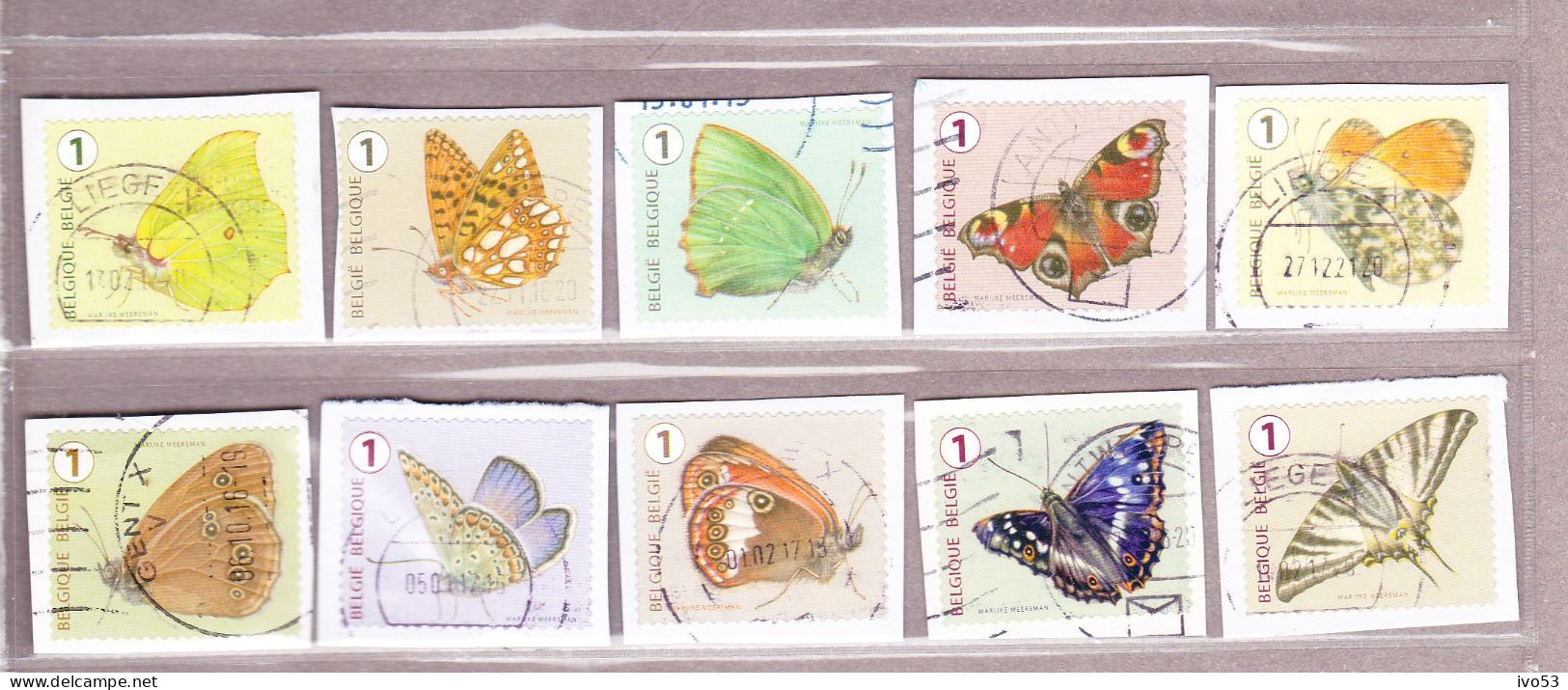 2014 Nr 4452-61 Gestempeld Op Fragment,rolzegels:Vlinders / Pappilons. - Used Stamps