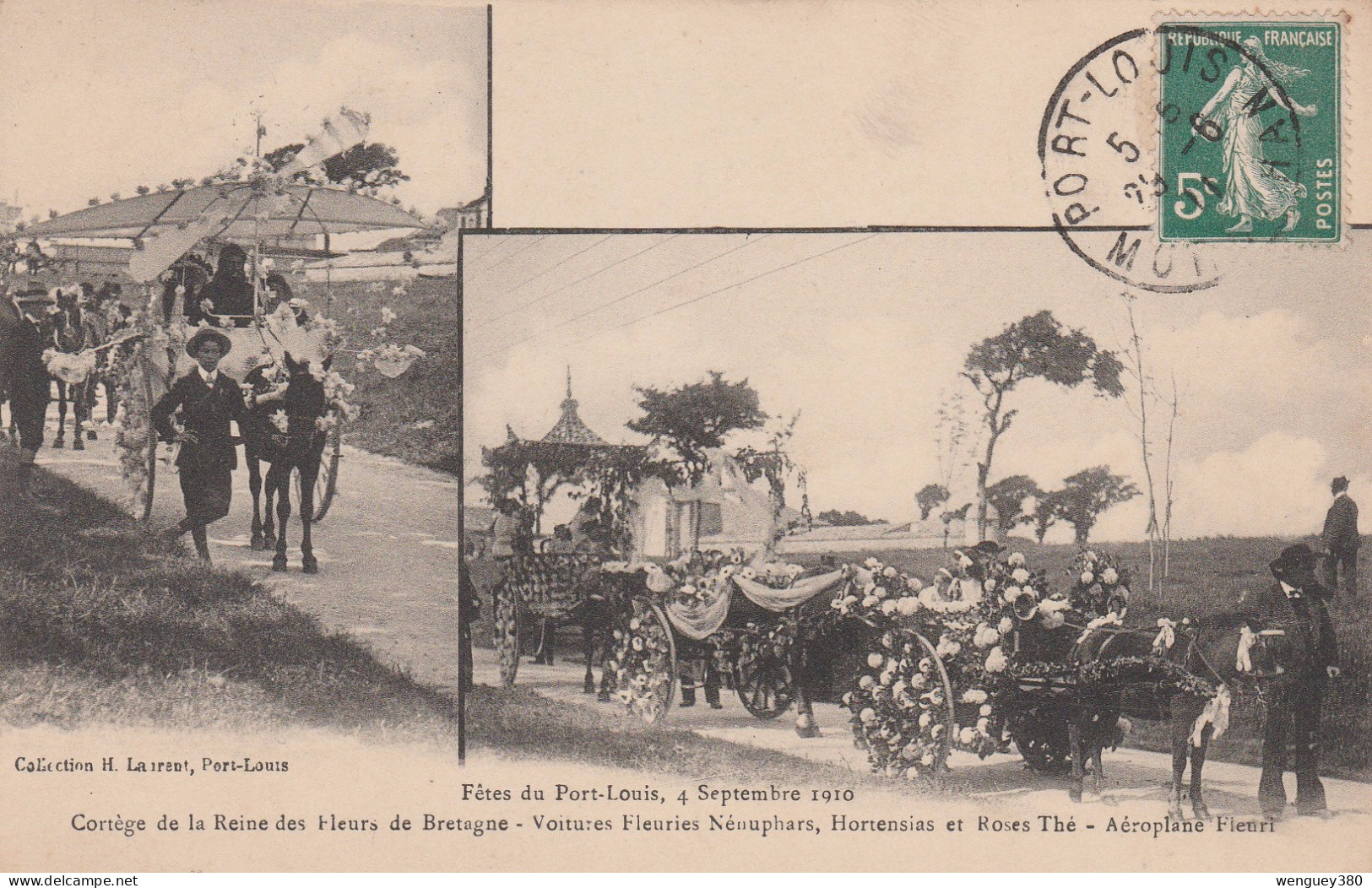 56 PORT-LOUIS    Fêtes De Port-Louis,4 Septembre 1910   Cortége De La Reine Des Fleurs De Bretagne....SUP PLAN 1911 RARE - Port Louis