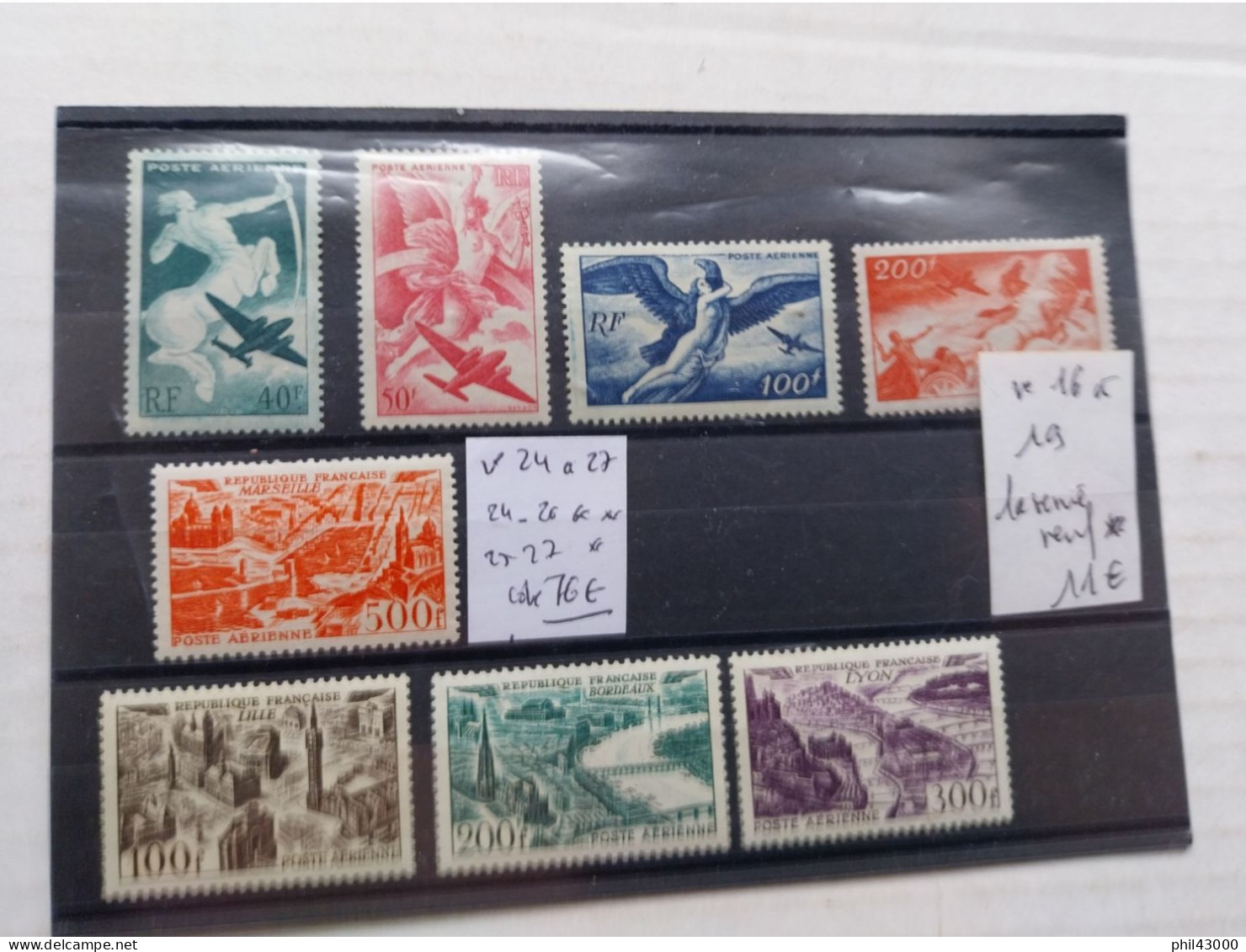 FRANCE UN LOT DE 2 SERIES COMPLETES POSTE AERIENNE NEUF * ET NEUF ** COTE  86 € - 1927-1959 Mint/hinged