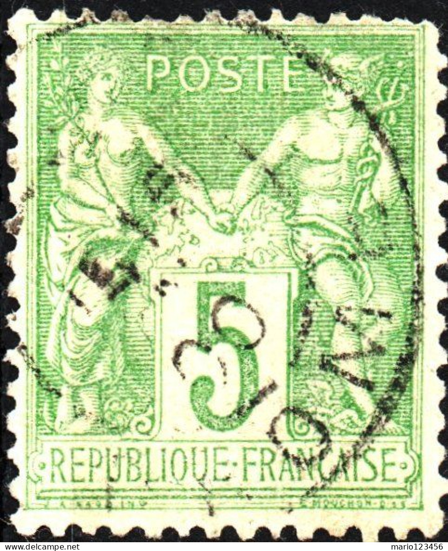 FRANCIA, FRANCE, TIPO “SAGE”, 5 C., 1898, FRANCOBOLLI USATI Yt:FR 102, Scott:FR 105 - 1898-1900 Sage (Type III)