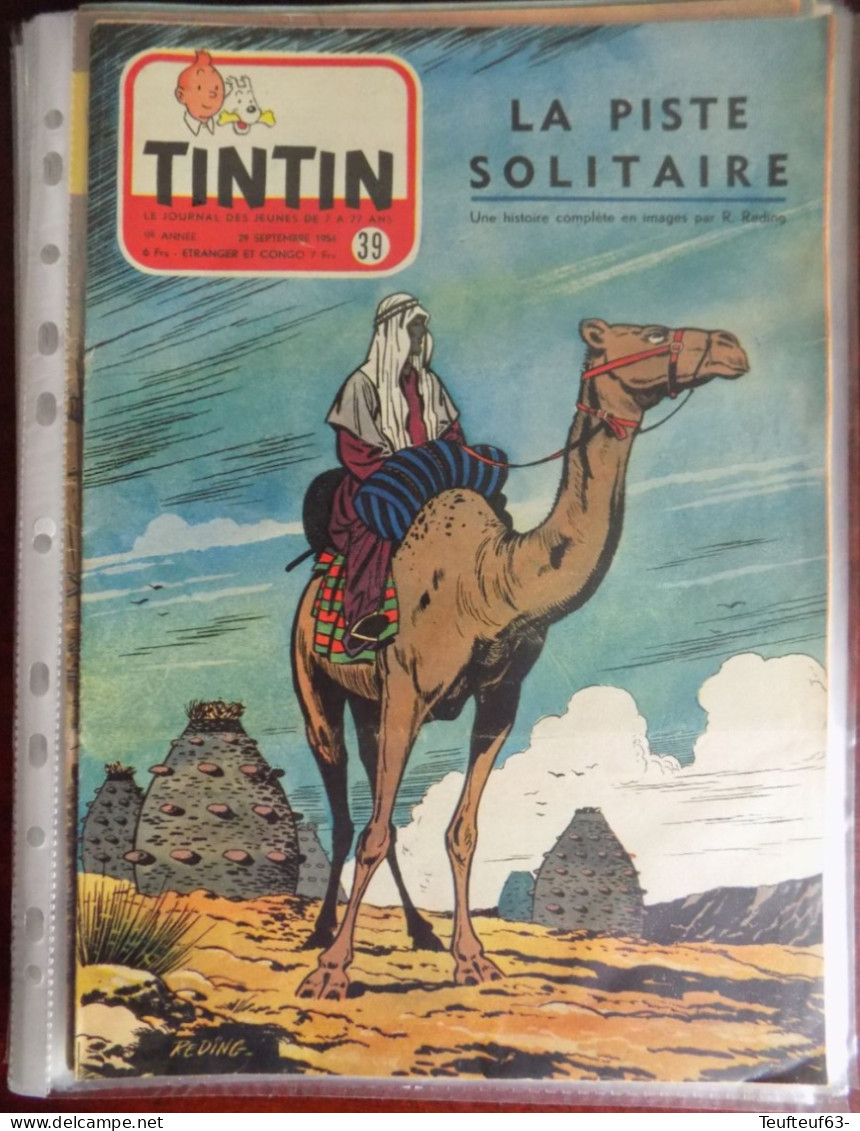 Tintin N° 39/1954 Couv. Reding " La Piste Solitaire " - Avion " Mystere IV " - Tintin