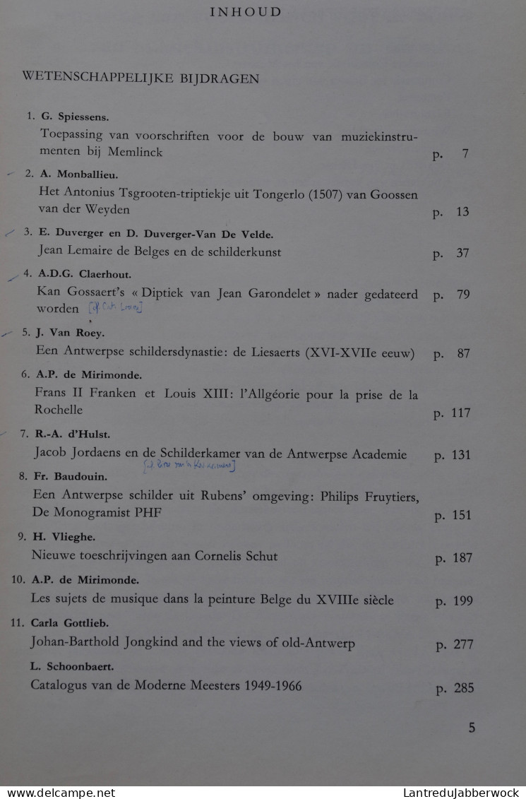 KONINKLIJK MUSEUM VOOR SCHONE KUNSTEN ANTWERPEN JAARBOEK 1967 + Dédicace ET Manuscrits Originaux Articles En Français - Histoire