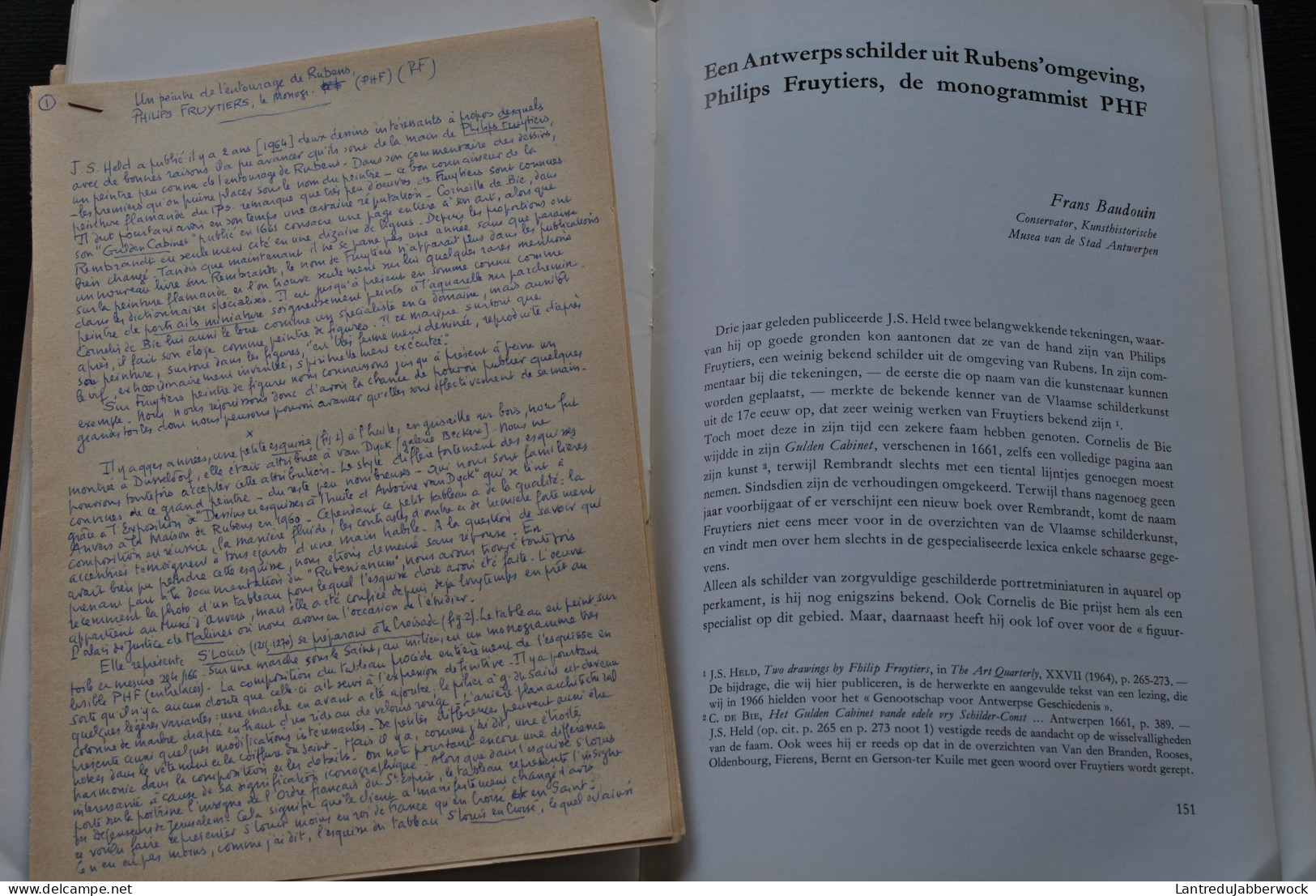 KONINKLIJK MUSEUM VOOR SCHONE KUNSTEN ANTWERPEN JAARBOEK 1967 + dédicace ET manuscrits originaux articles en français