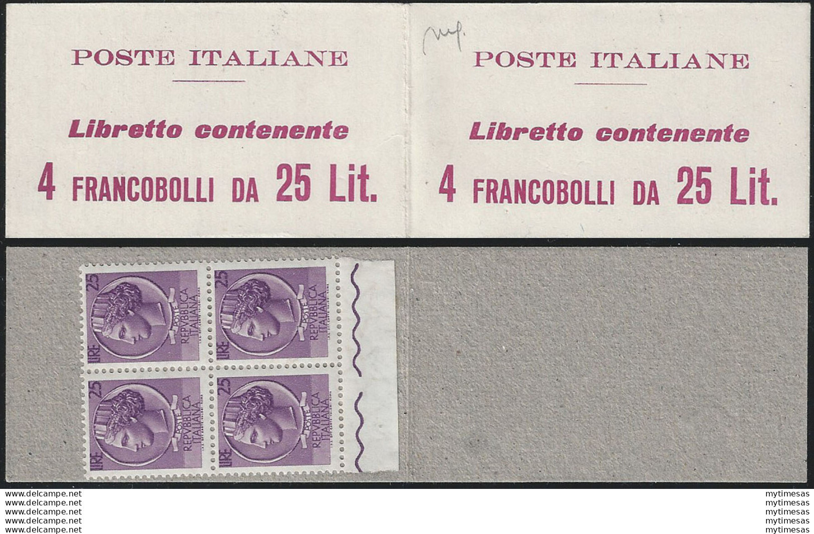 1959-60 Italia Poste Italiane Lire 25 MNH Sass Libretto N. 11/I - 1961-70: Nieuw/plakker