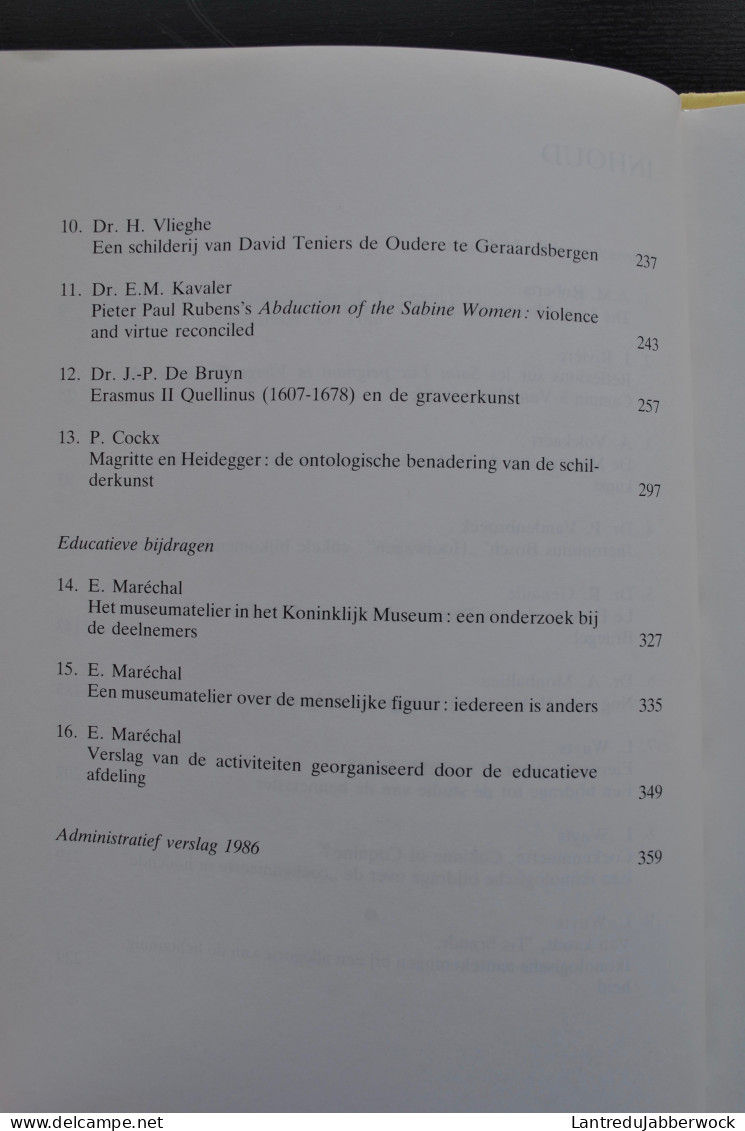 KONINKLIJK MUSEUM VOOR SCHONE KUNSTEN ANTWERPEN JAARBOEK 1987 + Manuscrits Originaux Traduction Des Articles En Français - History