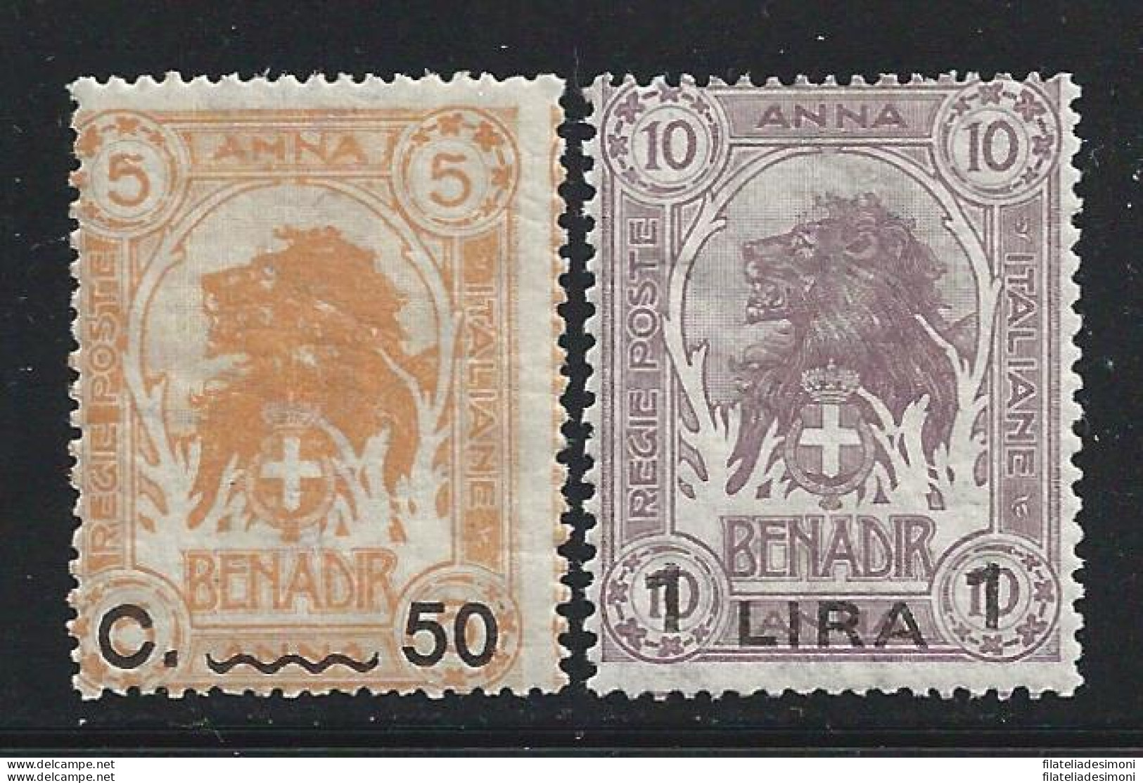 1906-07 SOMALIA, Leoni Sorastampati In Moneta Italiana , N° 15/16 ,  2 Valori , - Somalië