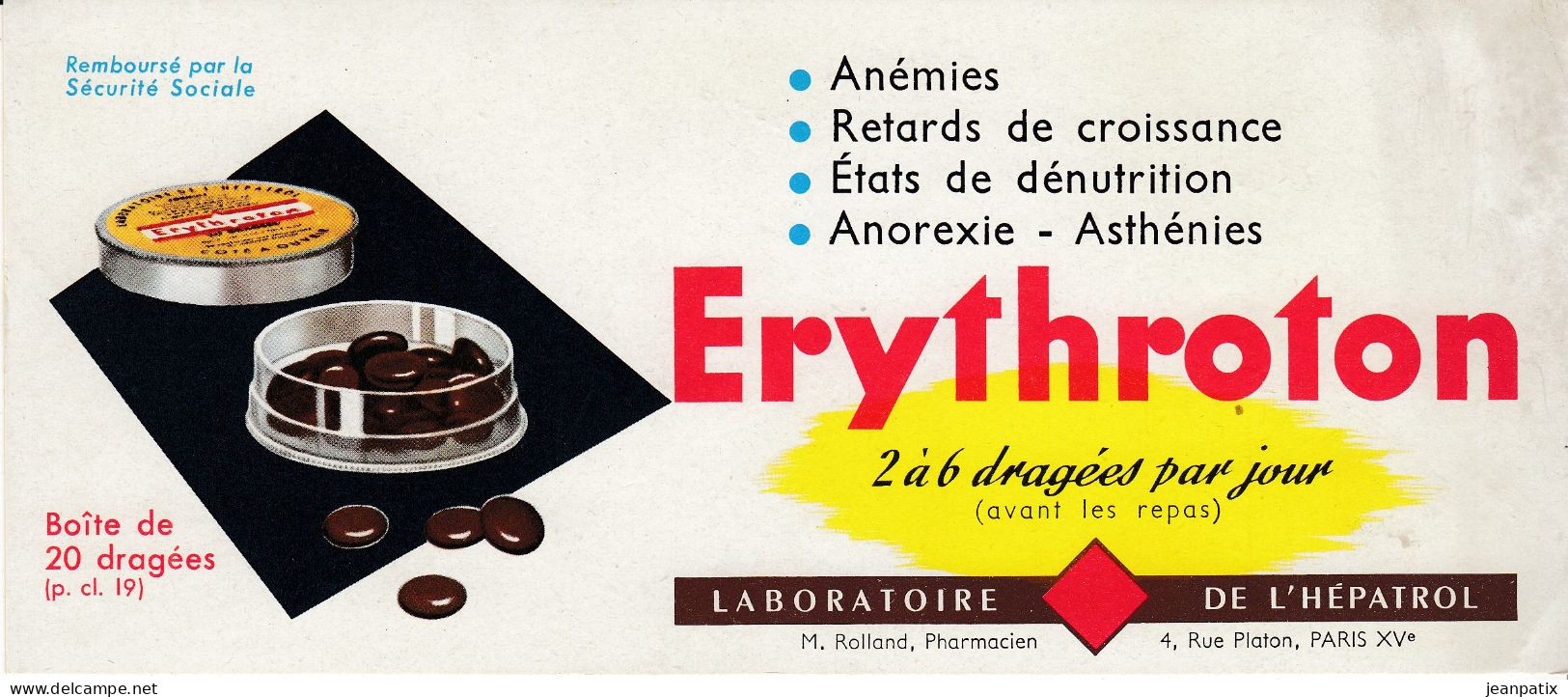 BUVARD & BLOTTER - Pharmacie - Erythroton - La Boratoire De L'hépatol - Rolland Pharmacien - Produits Pharmaceutiques