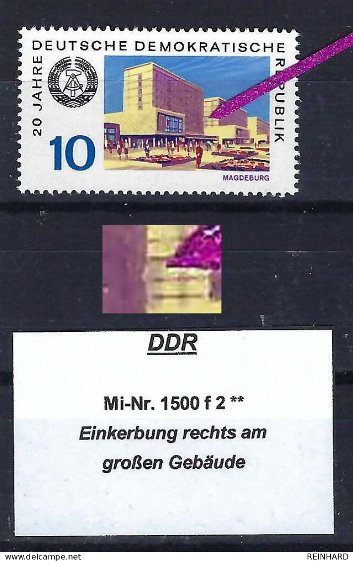 DDR Mi-Nr. 1500 F 2 Plattenfehler Postfrisch - Siehe Beschreibung Und Bild - Plaatfouten En Curiosa