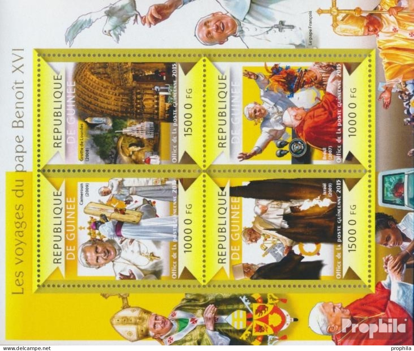 Guinea 10992-10995 Kleinbogen (kompl. Ausgabe) Postfrisch 2015 Die Reisen Von Papst Benedikt XVI - Guinea (1958-...)