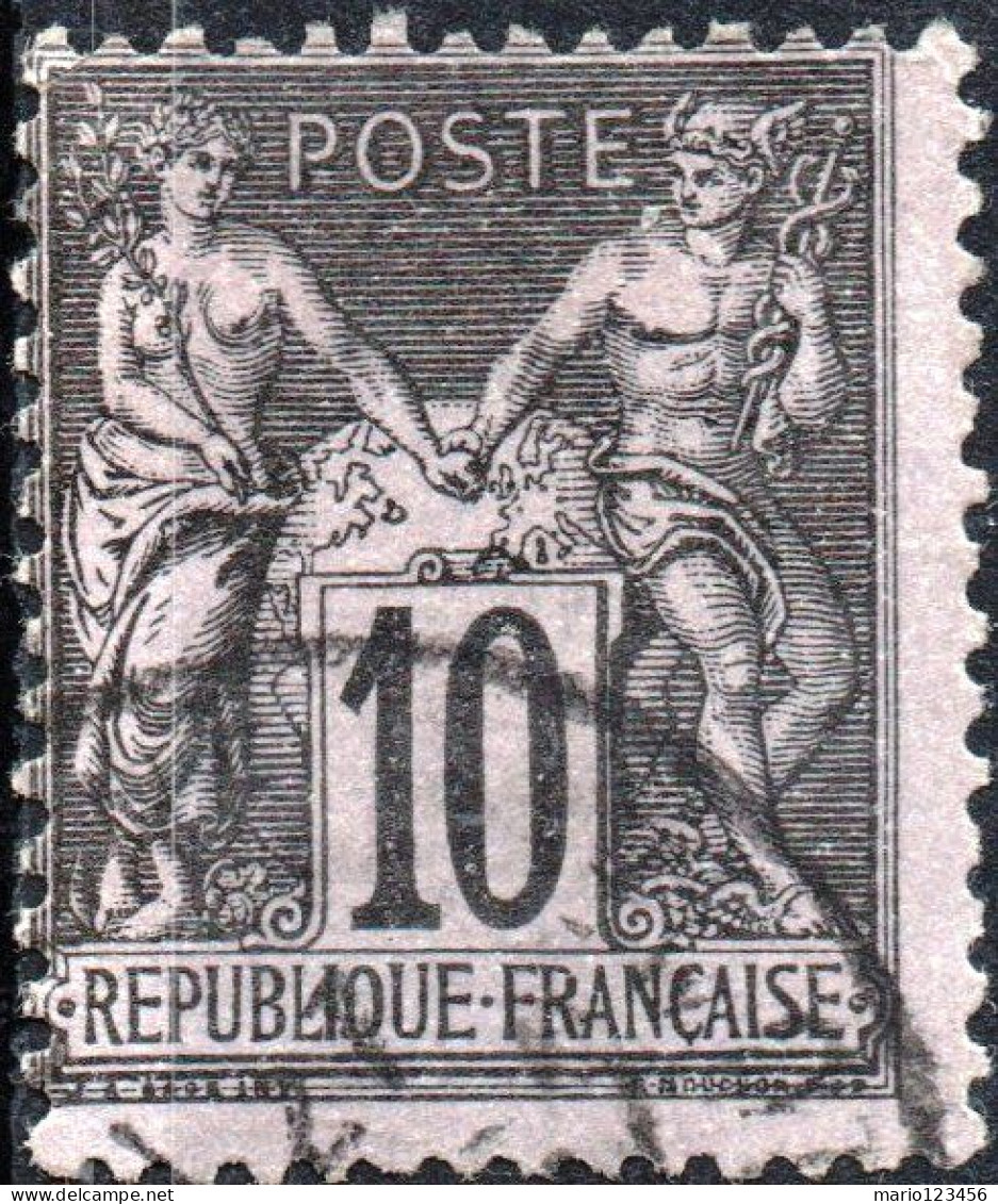 FRANCIA, FRANCE, TIPO “SAGE”, 10 C., 1898, FRANCOBOLLI USATI Yt:FR 103, Mi:FR 72I, Scott:FR 106 - 1898-1900 Sage (Type III)