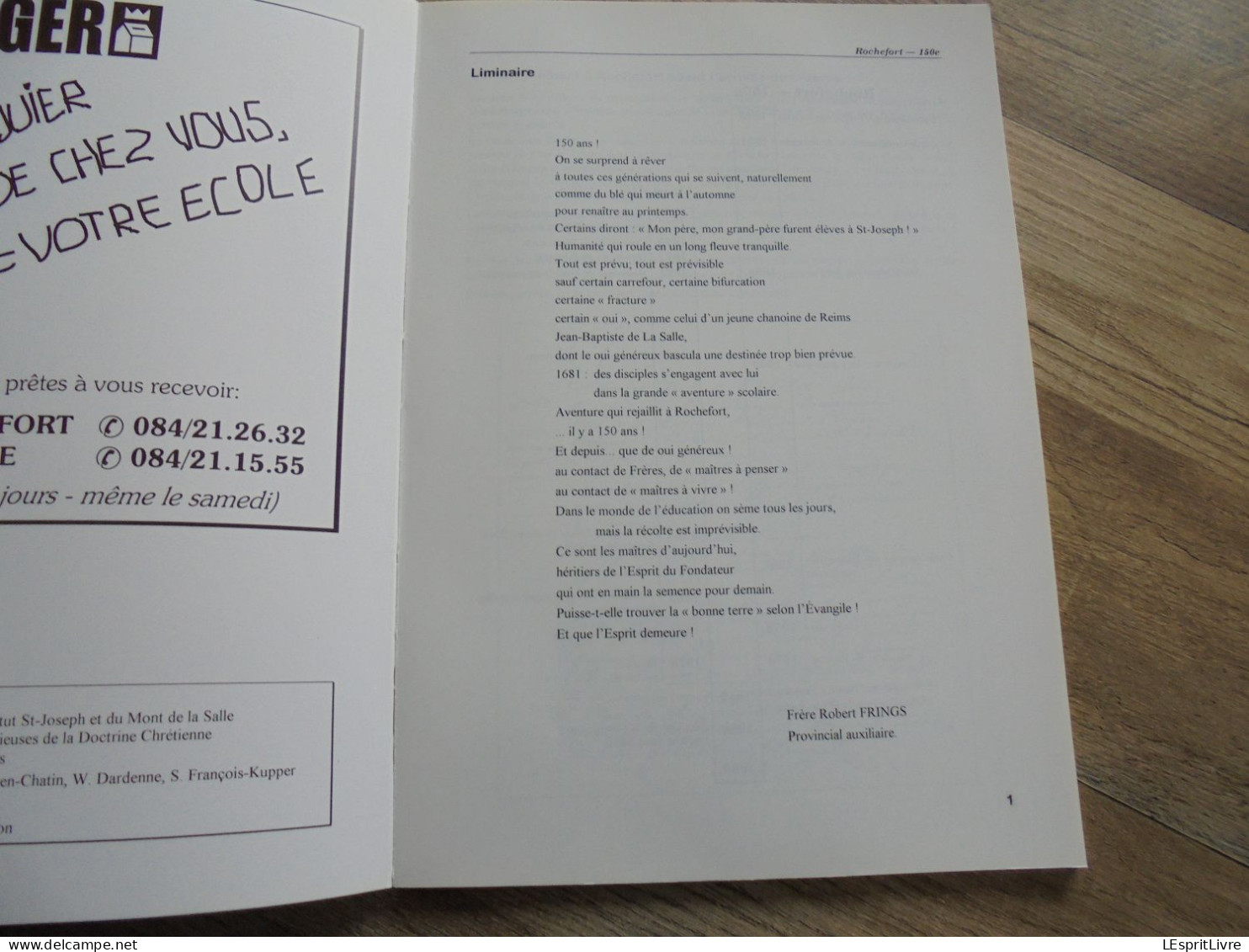 INSTITUT JEAN XXIII Rochefort Jemelle 1871 1996 Régionalisme Famenne Ecoles Frères Soeurs Ecole Doctrine Chrétienne - Belgien