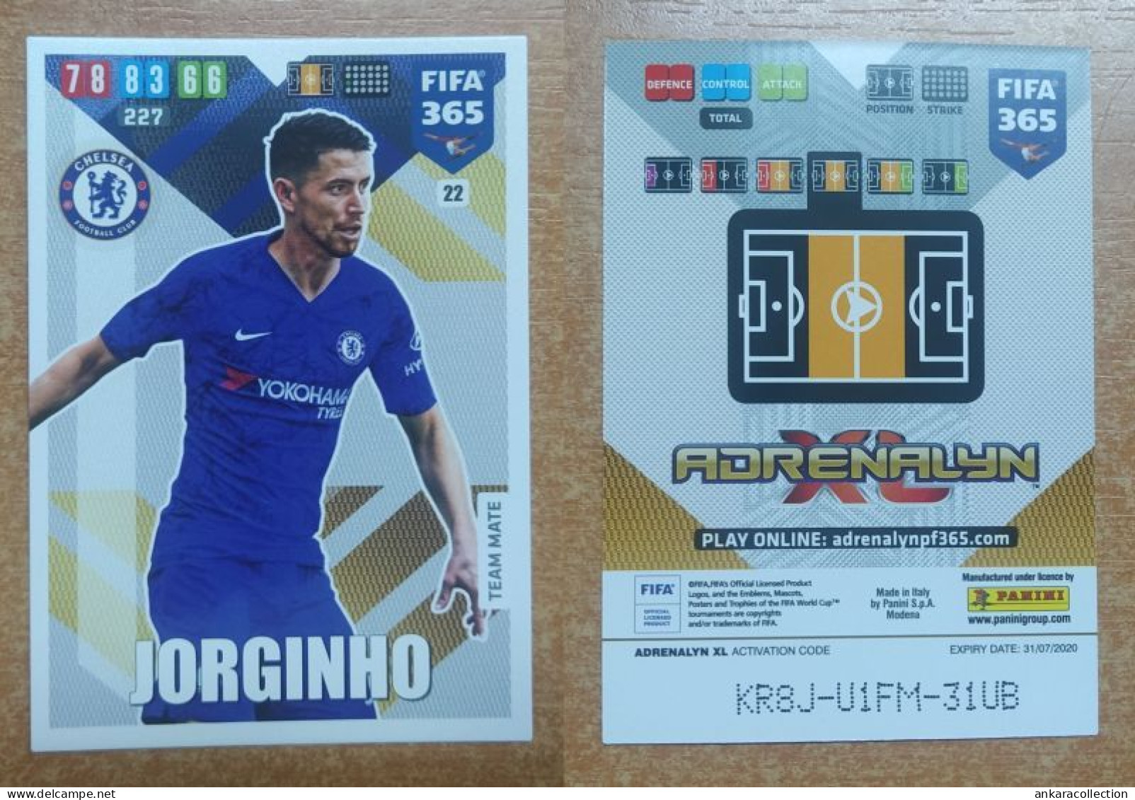 AC - 22 JORGINHO  CHELSAE  PANINI FIFA 365 2020 ADRENALYN TRADING CARD - Tarjetas