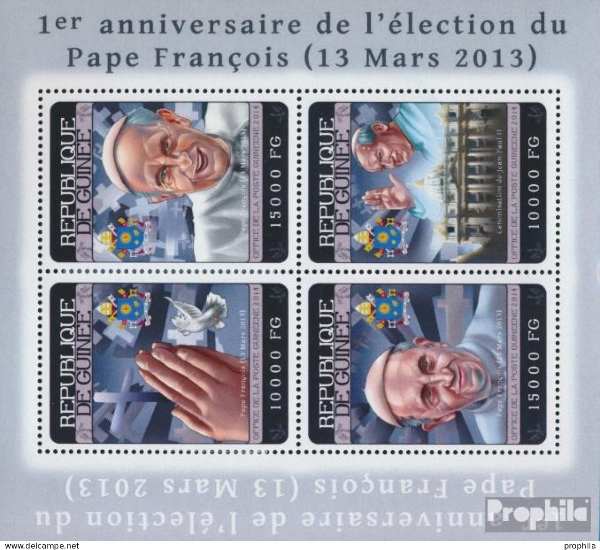 Guinea 10512-10515 Kleinbogen (kompl. Ausgabe) Postfrisch 2014 Papst Franziskus - Guinea (1958-...)