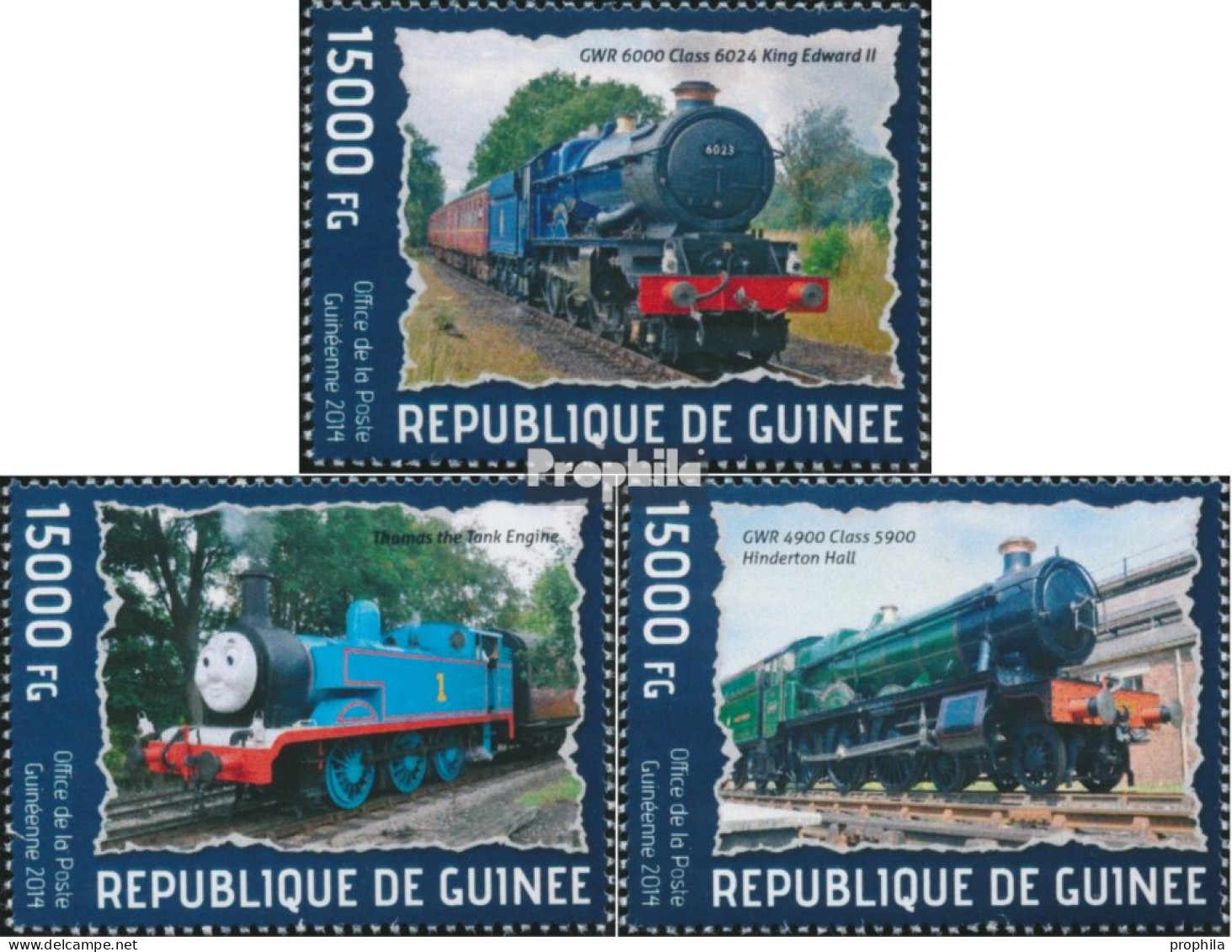 Guinea 10279-10281 (kompl. Ausgabe) Postfrisch 2014 Dampflokomotiven - Guinee (1958-...)