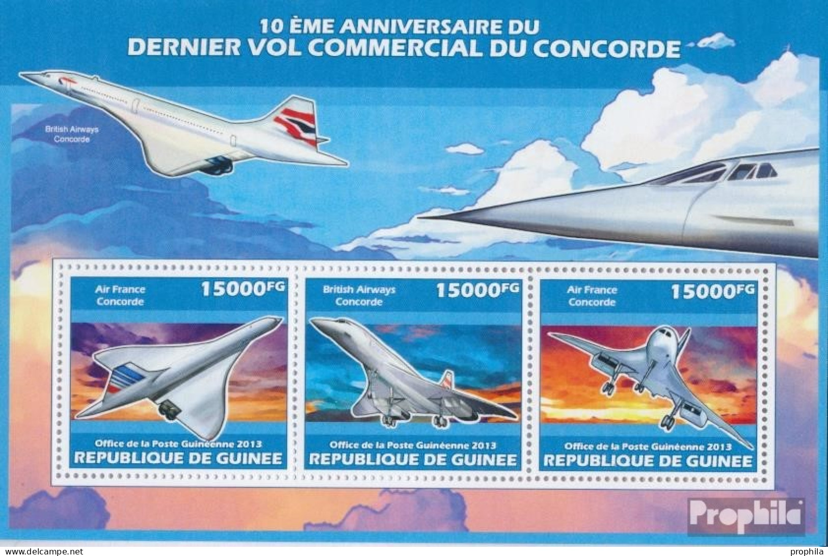 Guinea 10173-10175 Kleinbogen (kompl. Ausgabe) Postfrisch 2013 Concorde - Guinea (1958-...)