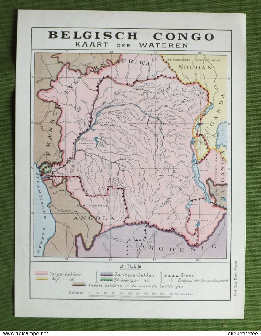 BELGISCH CONGO.  KAART DER WATEREN. - Géographie