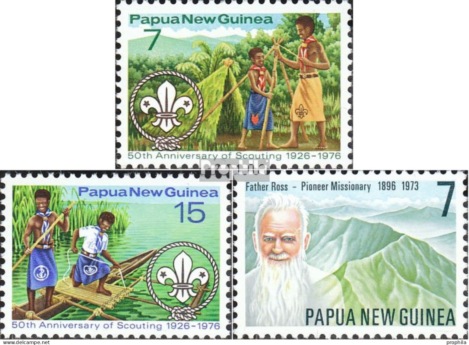 Papua-Neuguinea 310-311,314 (kompl.Ausg.) Postfrisch 1976 Pfadfinder, Ross - Papua New Guinea