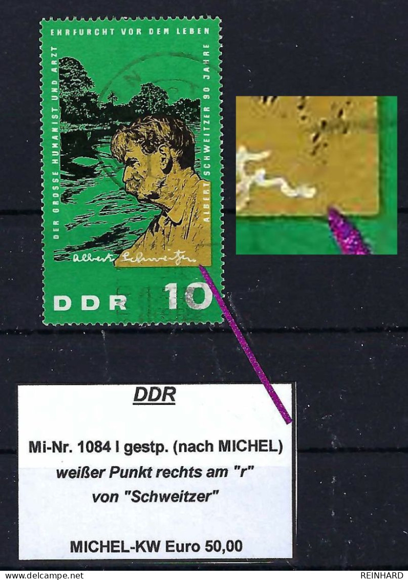 DDR Mi-Nr. 1084 I Plattenfehler Gestempelt Nach MICHEL - Siehe Beschreibung Und Bild - Plaatfouten En Curiosa