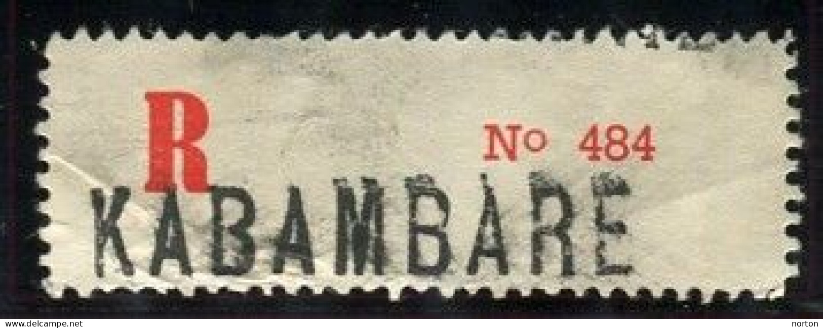 Congo Kabambare Etiquette De Recommandé Type 2Ae/Rvif/M (grande Griffe Majuscule) Dent. 11 - Storia Postale