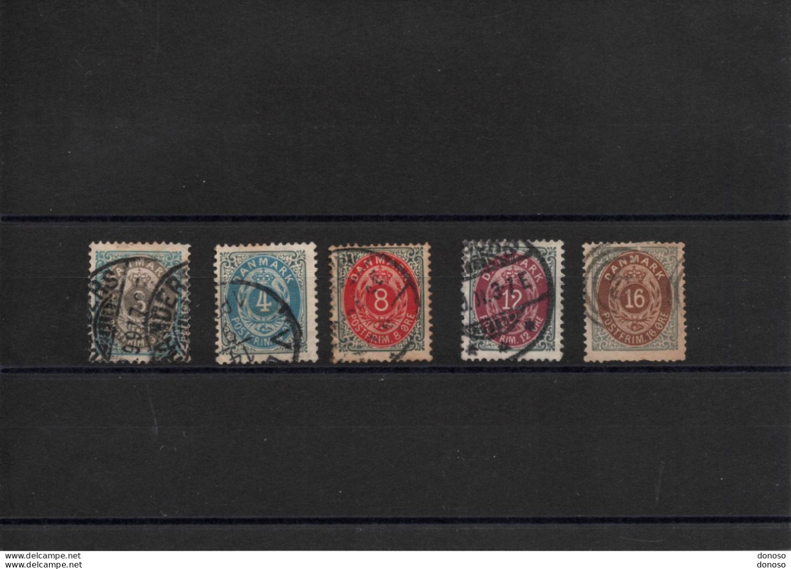 DANEMARK 1875 Yvert 22-26 Dentelé 12 1/2 Oblitéré, Cote : 17 Euros - Used Stamps