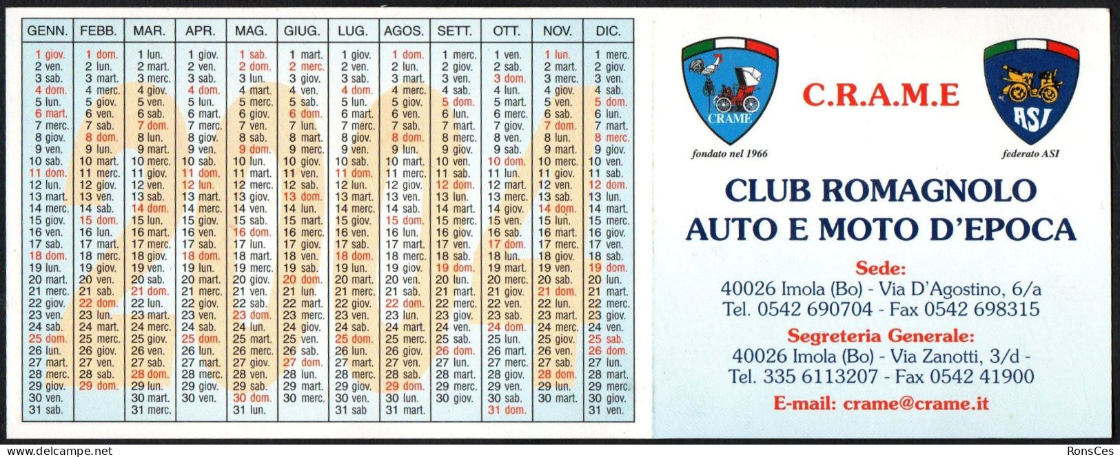 ITALIA 2004 - CALENDARIO TASCABILE - C.R.A.M.E. - CLUB ROMAGNOLO AUTO E MOTO D'EPOCA - I - Kleinformat : 2001-...