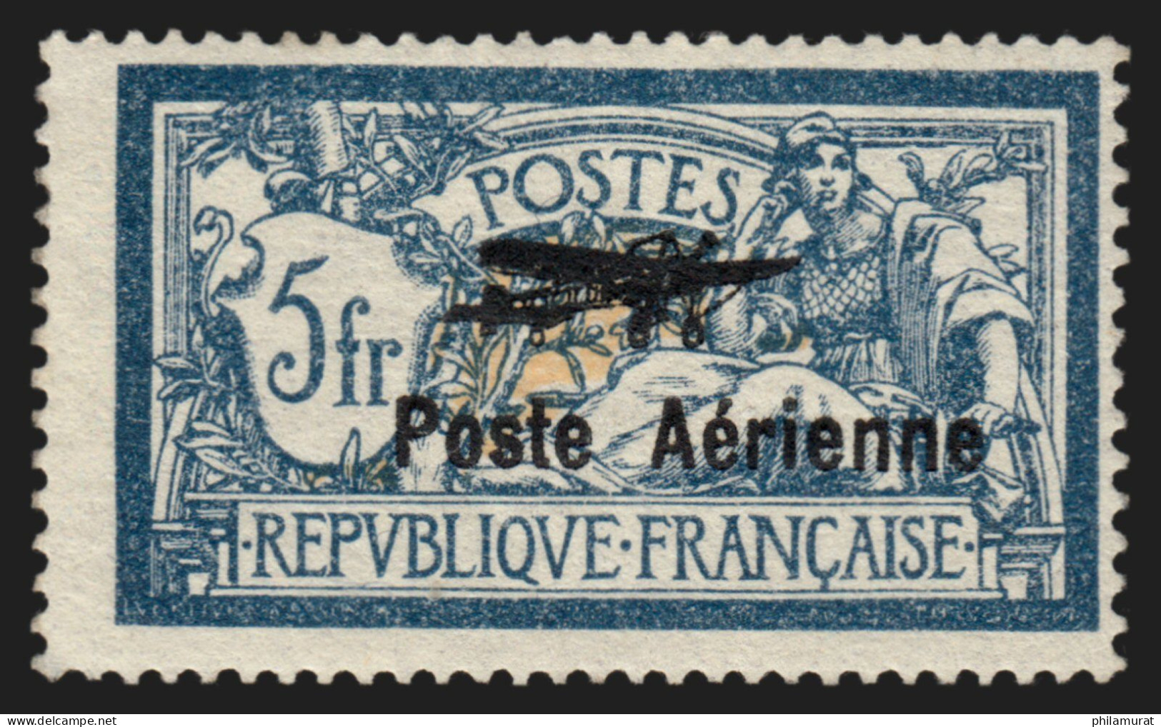 Poste Aérienne N°2, Merson Surchargé 5fr Bleu, Neufs * Infime Trace De Ch. - TB - 1927-1959 Ungebraucht