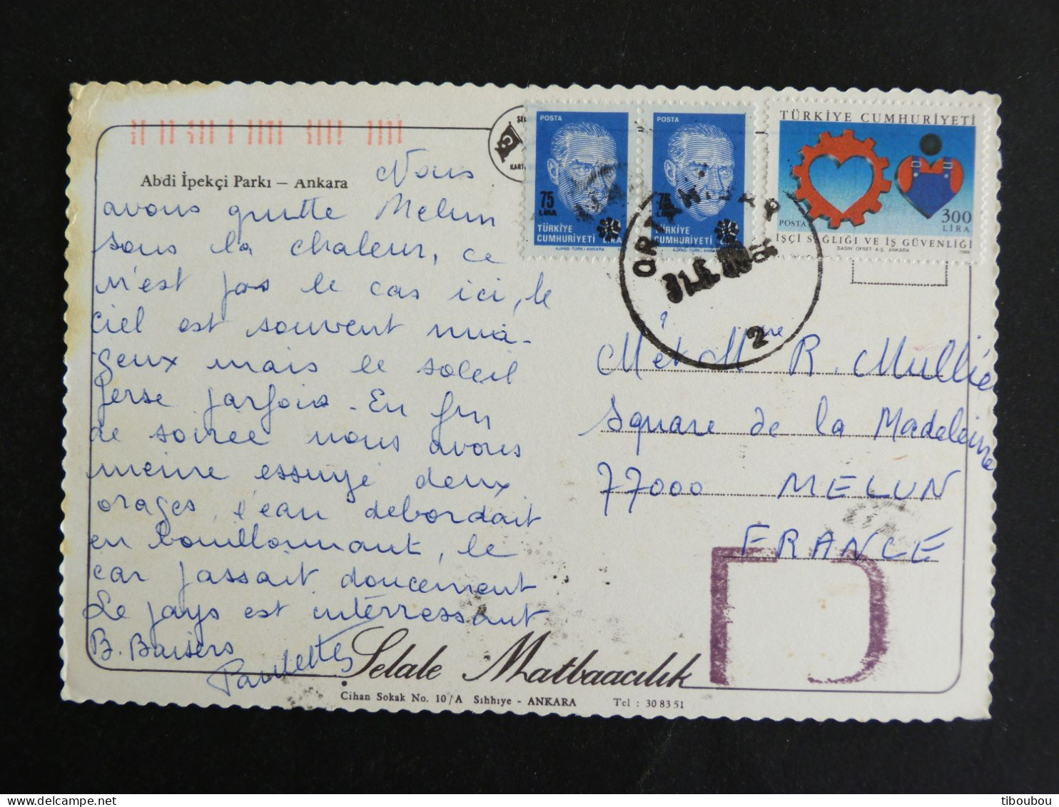 TURQUIE TURKEY TURKIYE AVEC YT 2561 SANTE SECURITE AU TRAVAIL ET YT 2593 ATATURK - ANKARA - Lettres & Documents