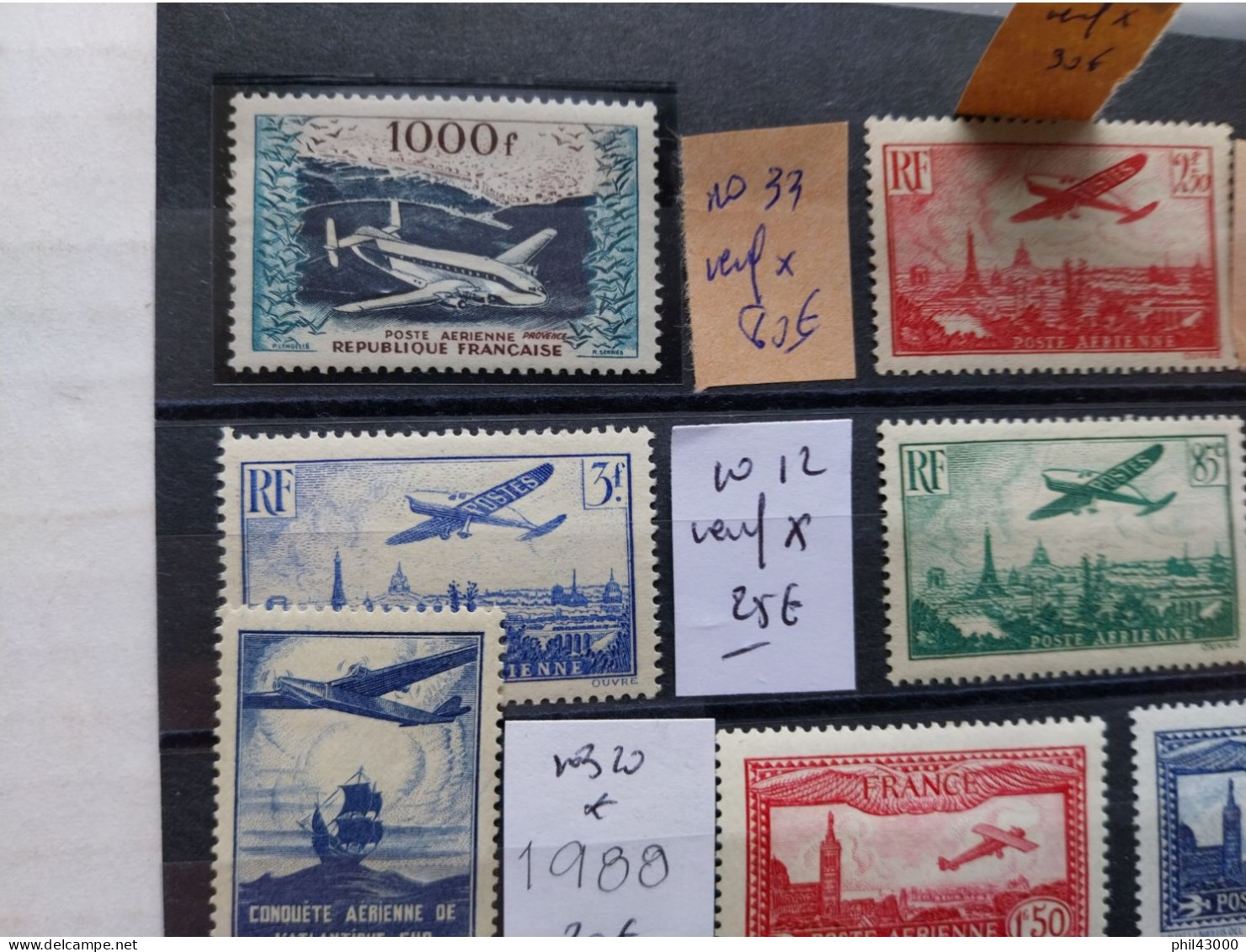 FRANCE UN LOT DE 8 TIMBRES  POSTE AERIENNE NEUF * COTE  285 € - 1927-1959 Neufs