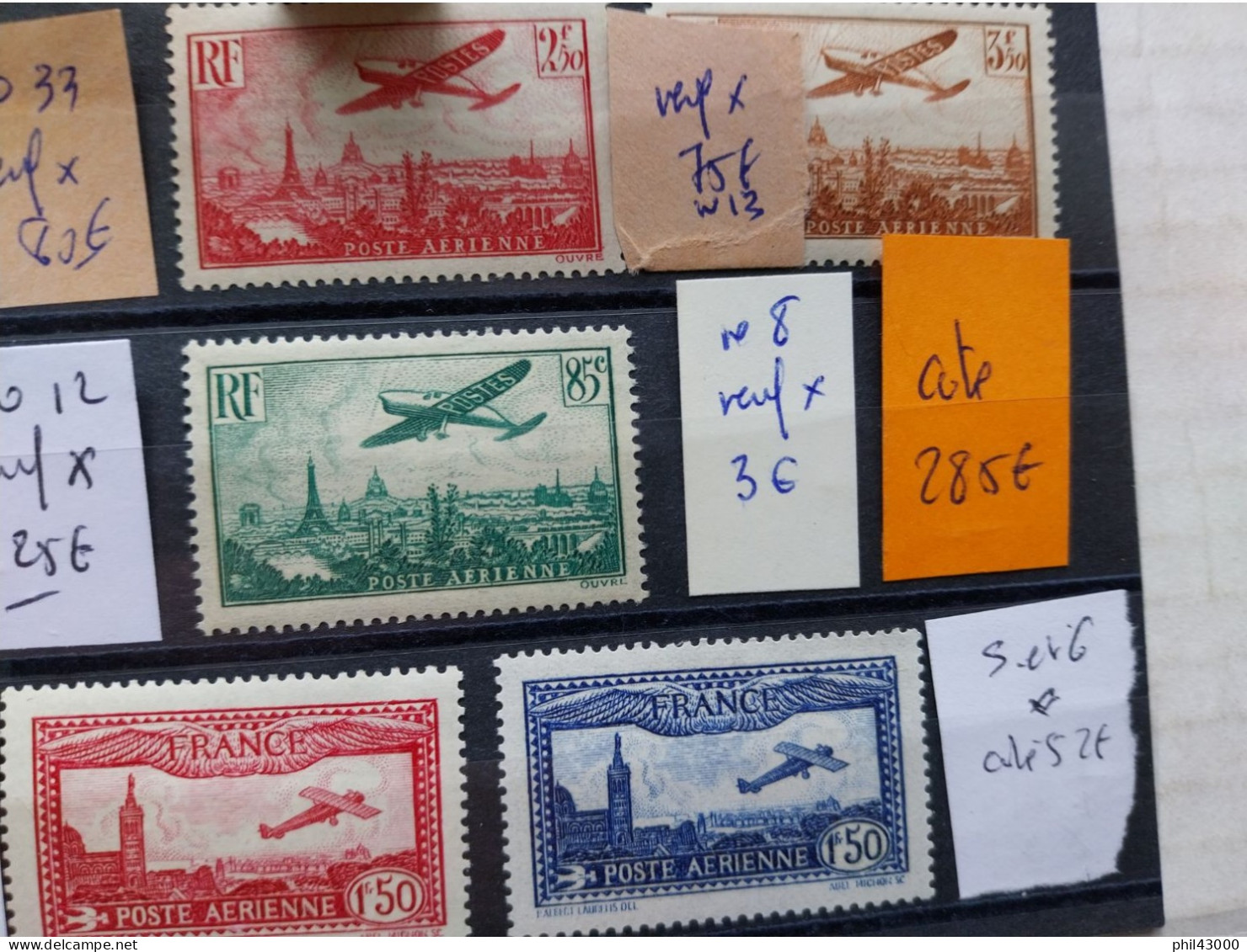 FRANCE UN LOT DE 8 TIMBRES  POSTE AERIENNE NEUF * COTE  285 € - 1927-1959 Mint/hinged