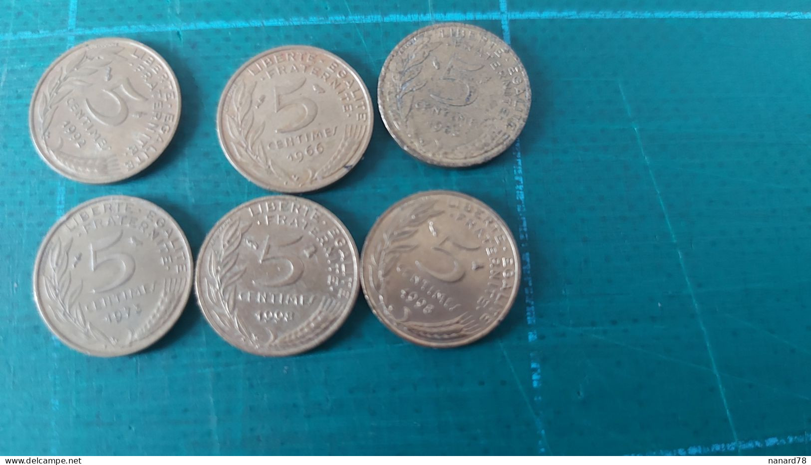 Lots De 6 Pièces De 5 Centimes De Francs 1966+1973+1983+1992+1992x2  Semeuse - Andere & Zonder Classificatie