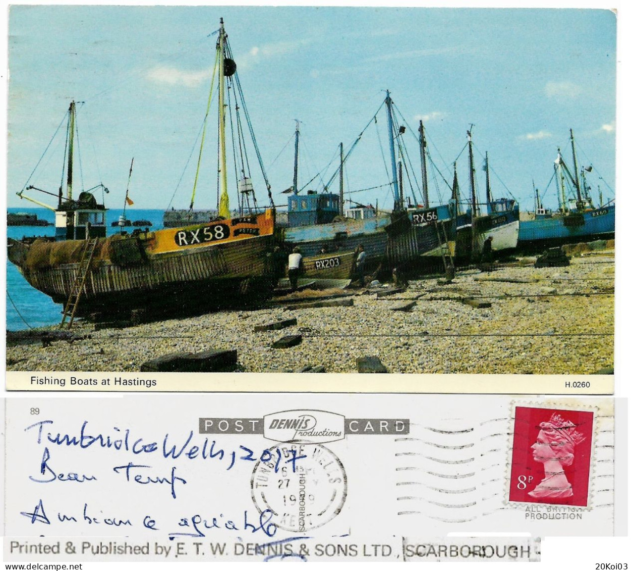 UK Fishing Boats At Hastings H.0260_Stamp Tunbridge Wells 1979 Kent_ By E T W Dennis & Sons Ltd_(TTB-TB) - Hastings