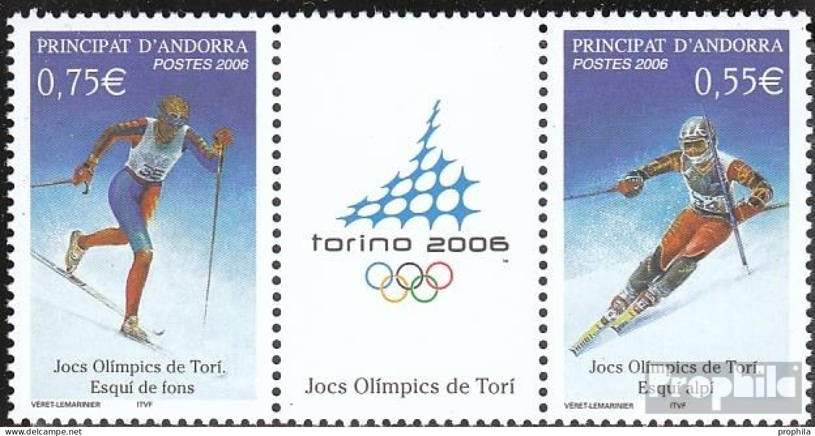 Andorra - Französische Post 643-644 Dreierstreifen (kompl.Ausg.) Postfrisch 2006 Sport - Unused Stamps