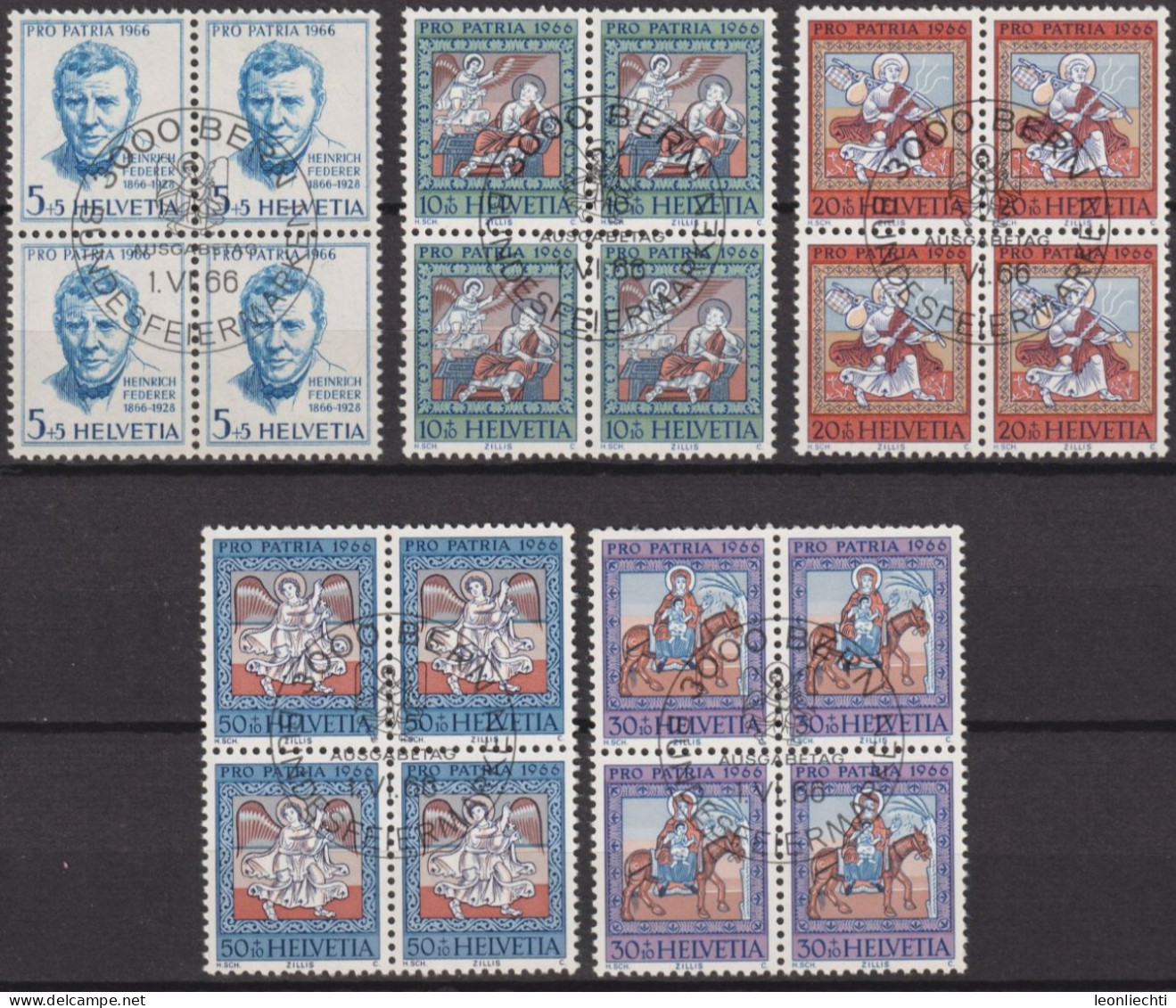 1966 Schweiz Pro Patria ° Mi:CH 836-840, Yt:CH 769-773, Zum:CH B128-B132, Heinrich Federer, Deckengemälde, Zillis - Used Stamps