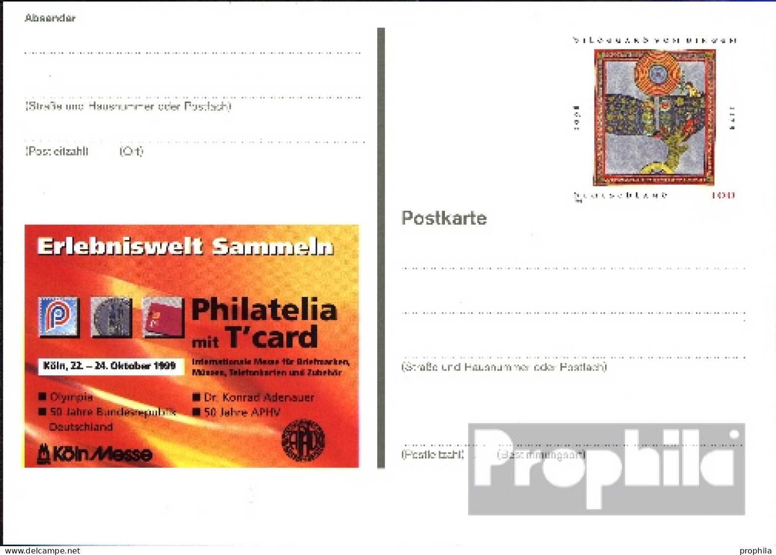 BRD PSo61 Sonderpostkarte Gefälligkeitsgestempelt Gebraucht 1999 Hildegard Von Bingen - Otros & Sin Clasificación