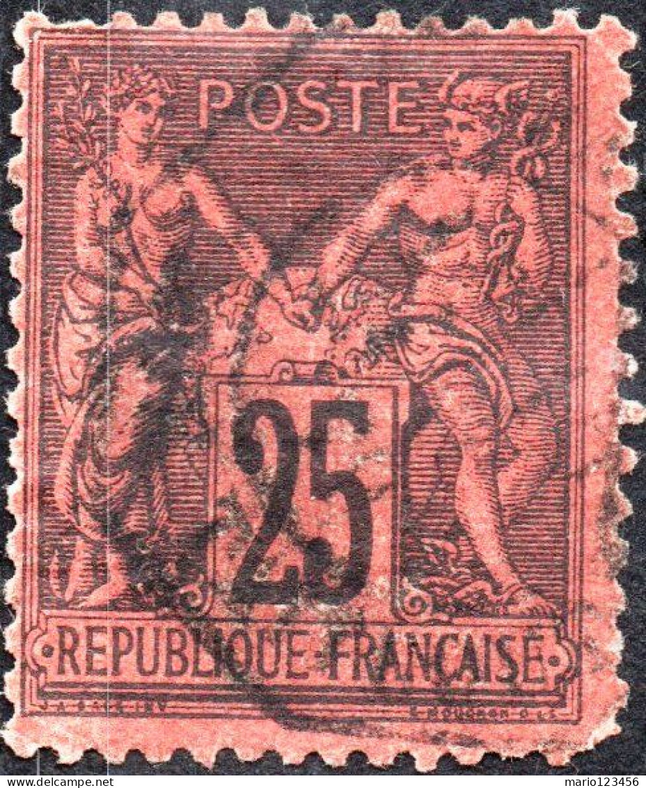 FRANCIA, FRANCE, TIPO “SAGE”, 25 C., 1878, FRANCOBOLLI USATI Yt:FR 91, Mi:FR 74, Scott:FR 93 - 1876-1878 Sage (Type I)