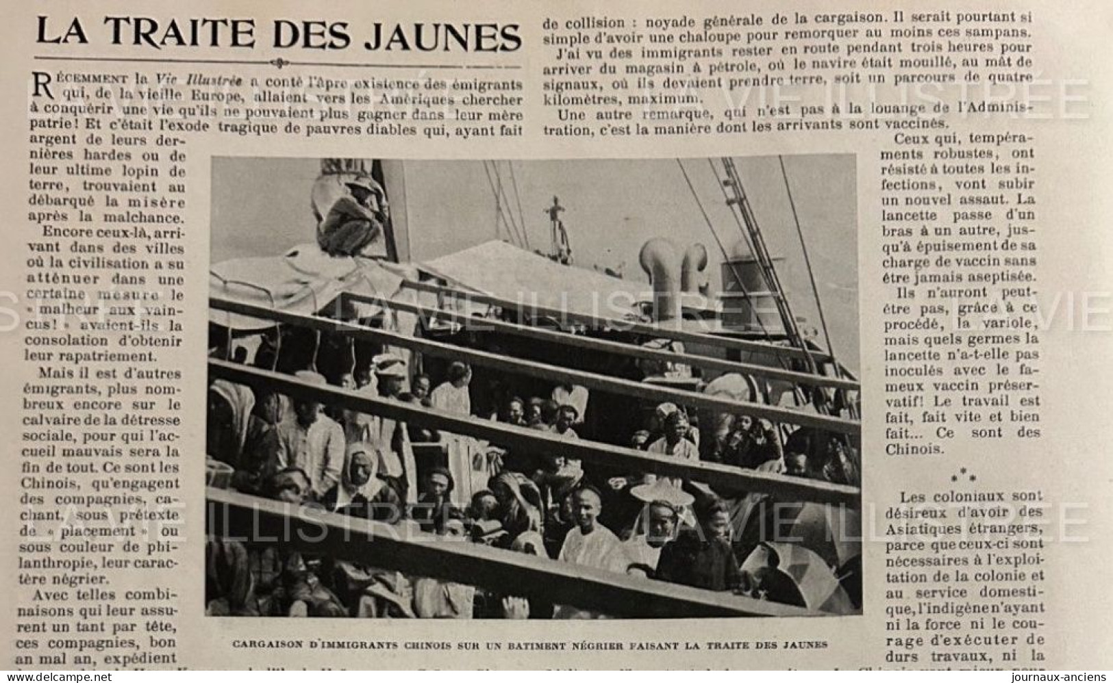 1905 LES IMMIGRANTS CHINOIS - LA TRAITE DES JAUNES - SERVICE ANTHROPOMÉTRIQUE - SAIGON - ARTICLE DE ZO D'AXA - 1900 - 1949