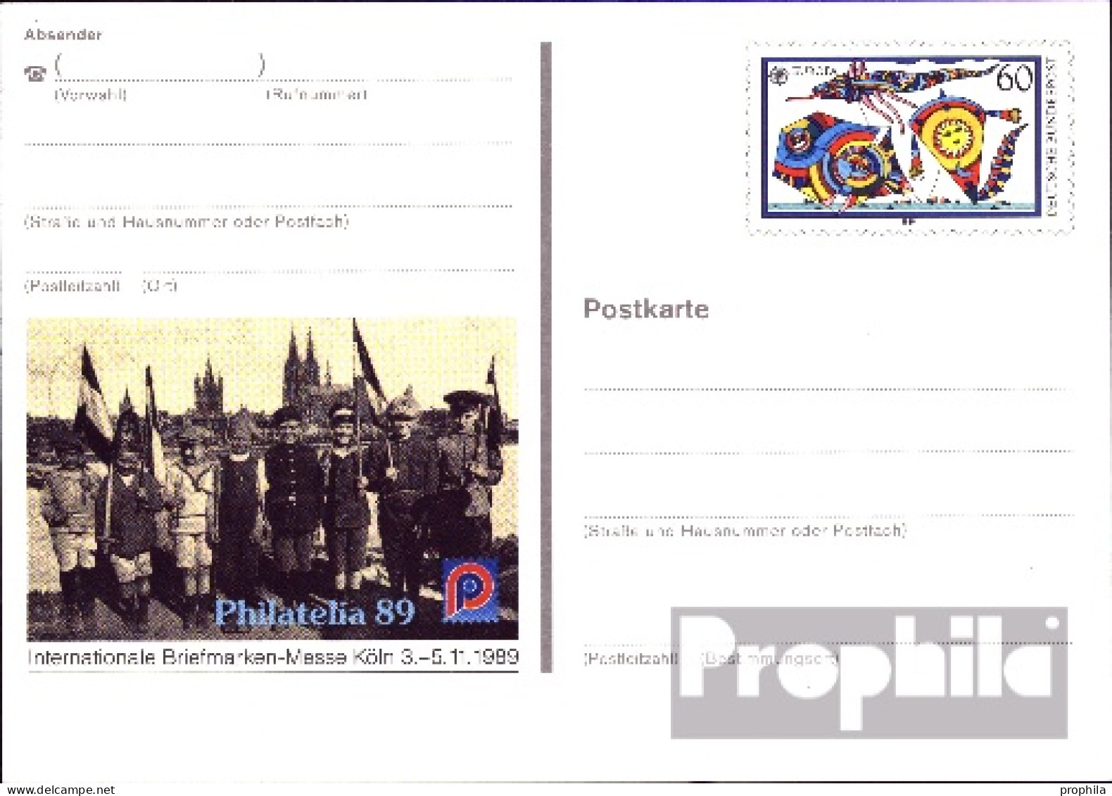 BRD PSo19 Amtliche Sonderpostkarte Gebraucht 1989 Philatelia 89 - Otros & Sin Clasificación