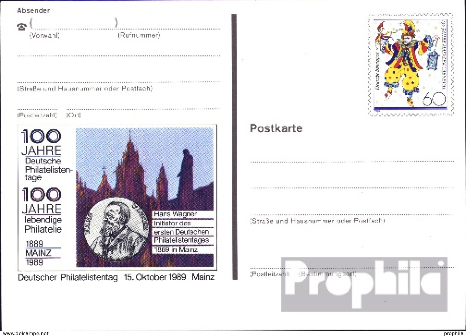 BRD PSo18 Amtliche Sonderpostkarte Gebraucht 1989 Mainzer Karneval - Autres & Non Classés