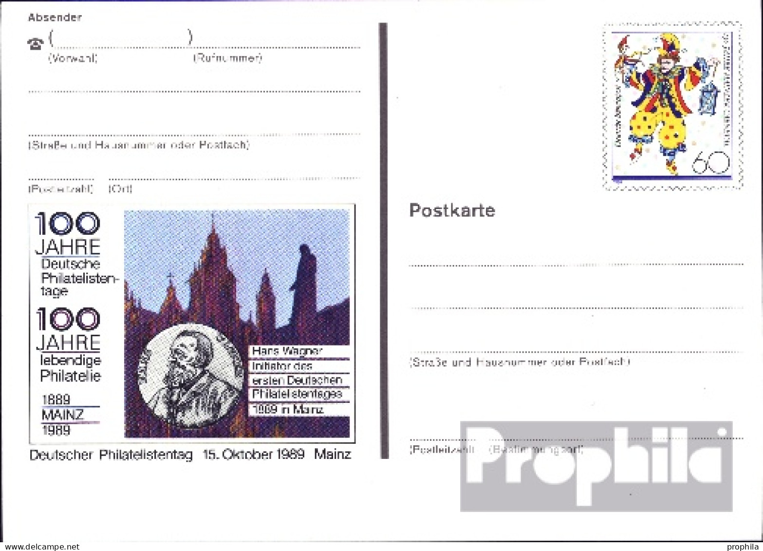 BRD PSo18 Amtliche Sonderpostkarte Gebraucht 1989 Mainzer Karneval - Otros & Sin Clasificación