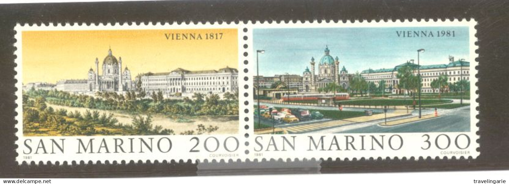San Marino 1981 Famous Cities Vienna MNH ** Se-tenant Pair - Oblitérés