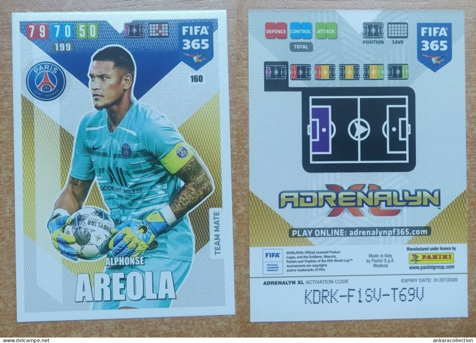 AC - 160 ALPHONSE AREOLA  PARIS SAINT GERMAIN  PANINI FIFA 365 2020 ADRENALYN TRADING CARD - Trading-Karten