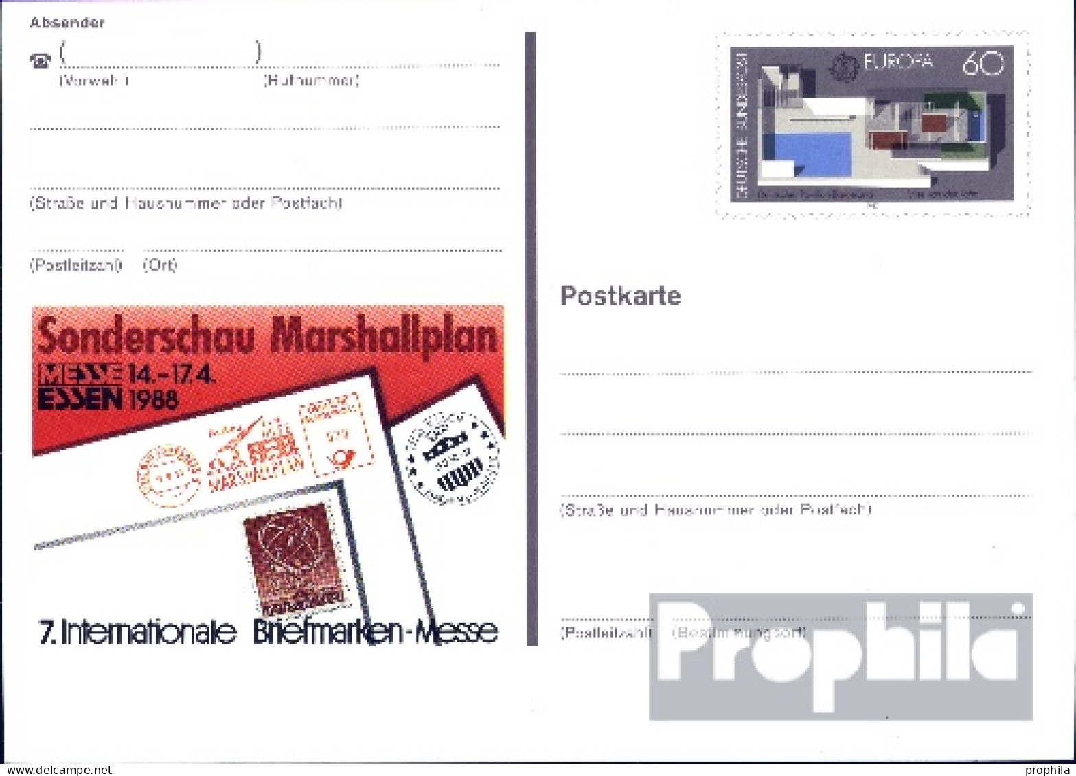 BRD PSo16 Amtliche Sonderpostkarte Gebraucht 1988 Briefmarkenmesse - Otros & Sin Clasificación