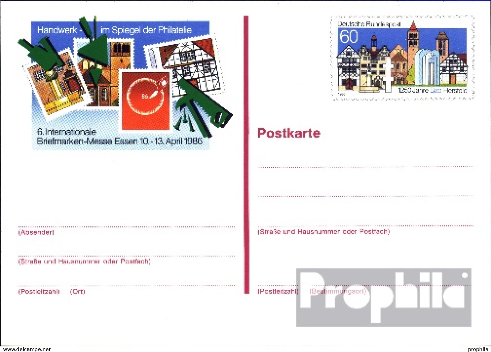 BRD PSo12 Amtliche Sonderpostkarte Gebraucht 1986 Häuser - Sonstige & Ohne Zuordnung