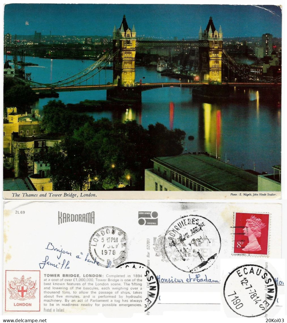 UK The Thames And Tower Bridge, London_2L69 Kardorama_Stamp London 1978_E Nägel, John Hinde Studios_(TTB-TB) - Tower Of London