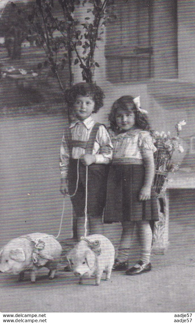 Varkentjes Little Pigs Uitlaten Walking The Pigs 1913 - Cerdos