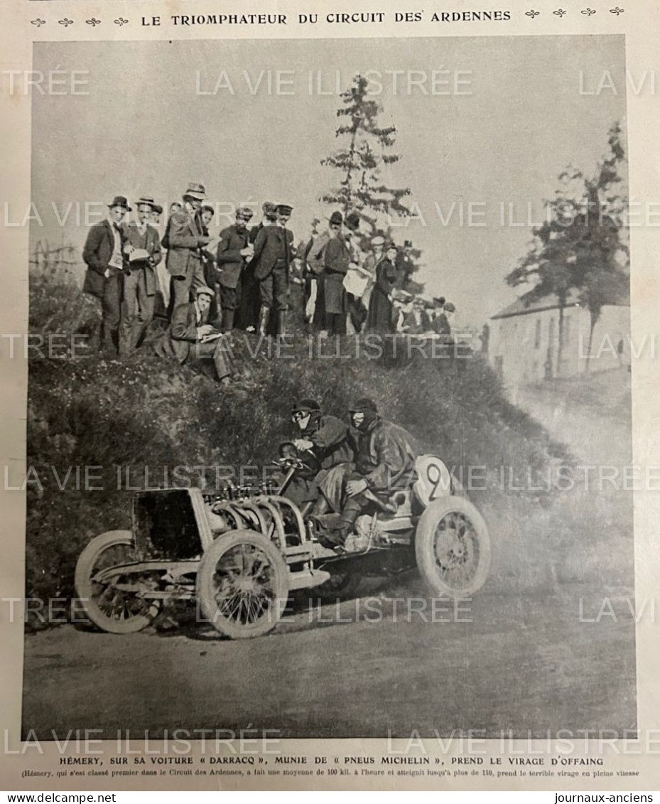 1905 COURSE AUTOMOBILE - LE CIRCUIT DES ARDENNES - VAINQUEUR HÉMERY SUR DARRACQ - TART - WAGNER - LE BLON - 1900 - 1949