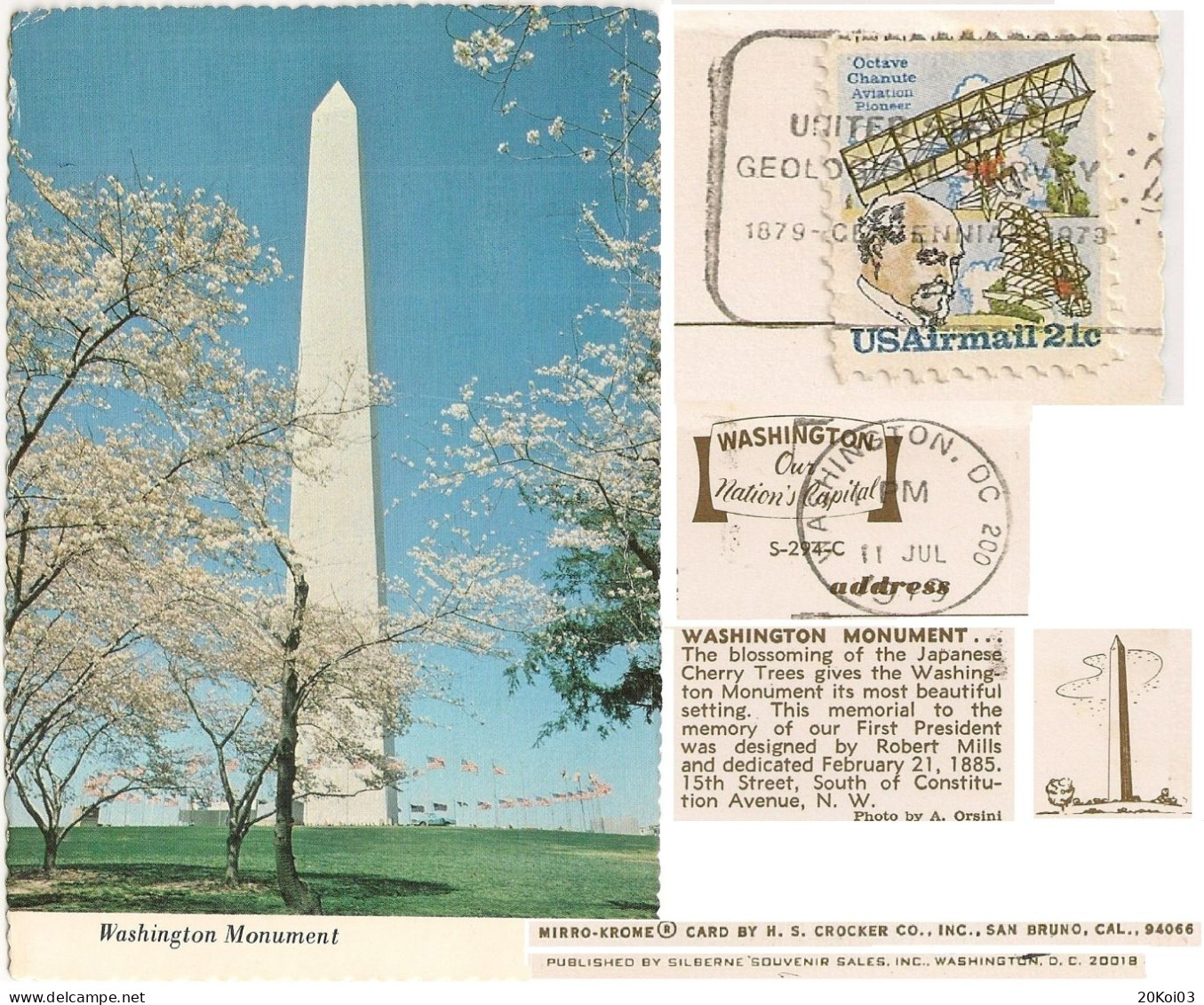 USA 1979 Washington Monument_Stamp USAirmail 21c_Ostave 1879-1979 - Washington DC