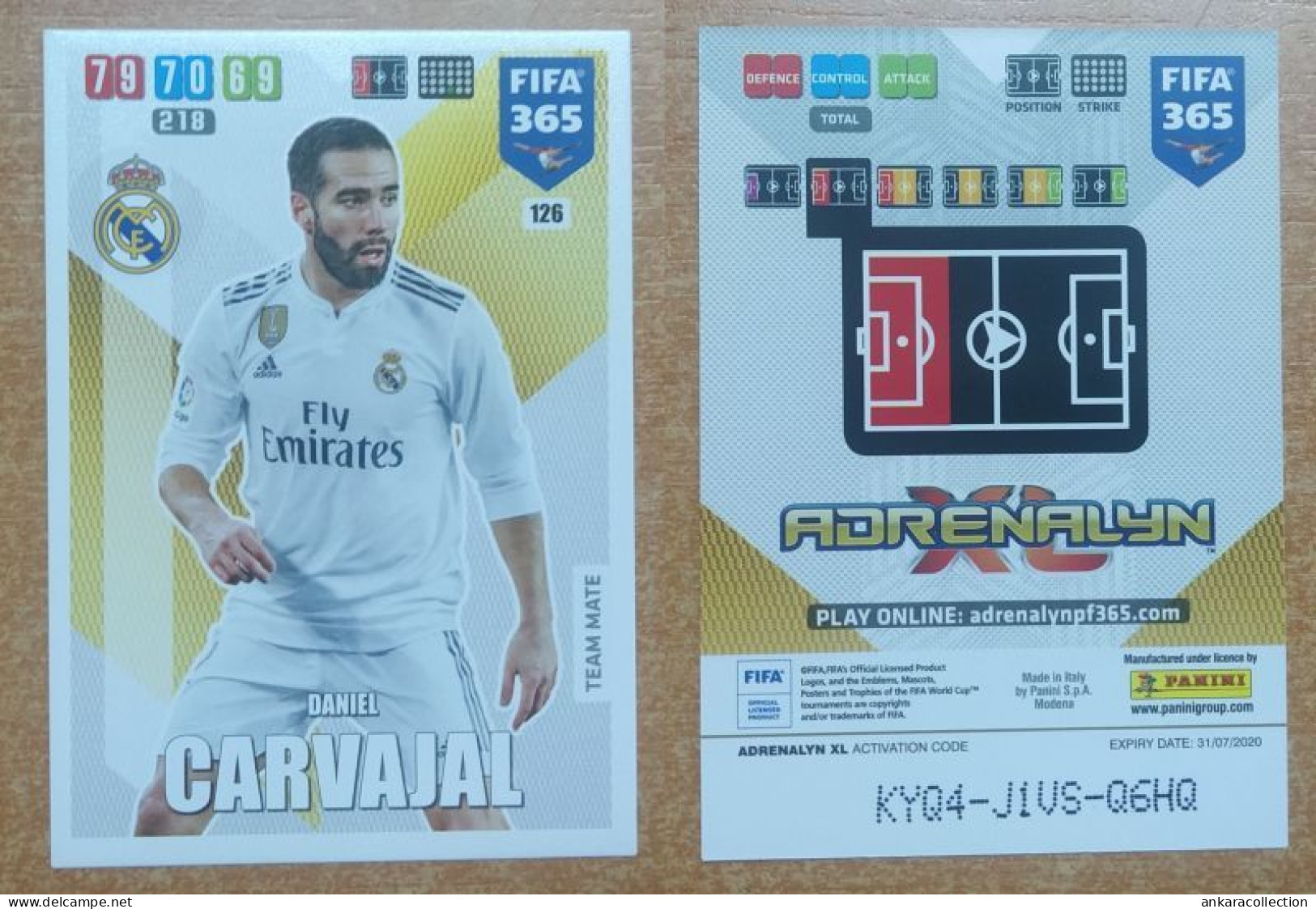 AC - 126 DANIEL CARVAJAL  REAL MADRID CF  PANINI FIFA 365 2020 ADRENALYN TRADING CARD - Tarjetas